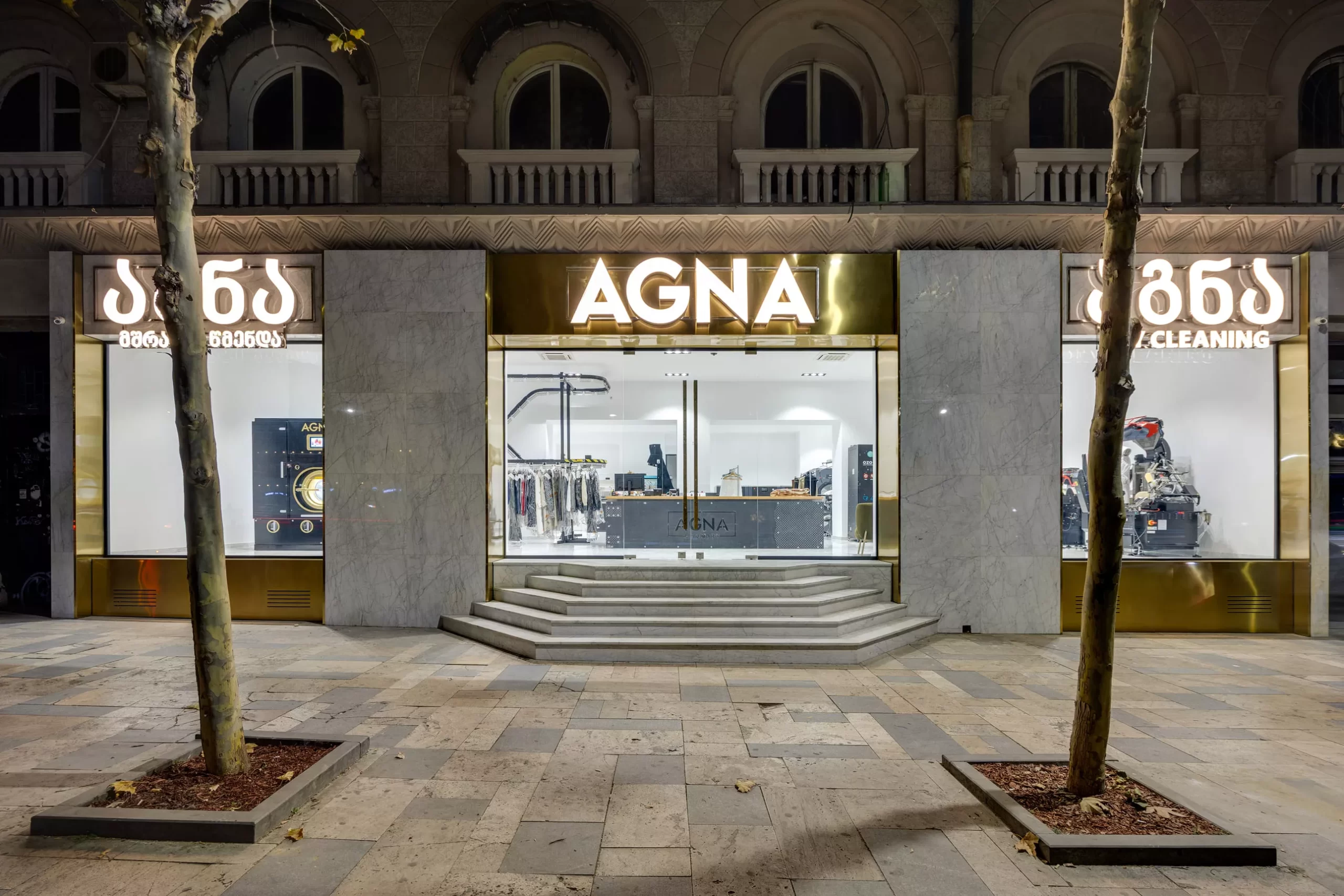 fasadis-ganateba-night ფასადის ღამის განათება და მანათობელი აბრა